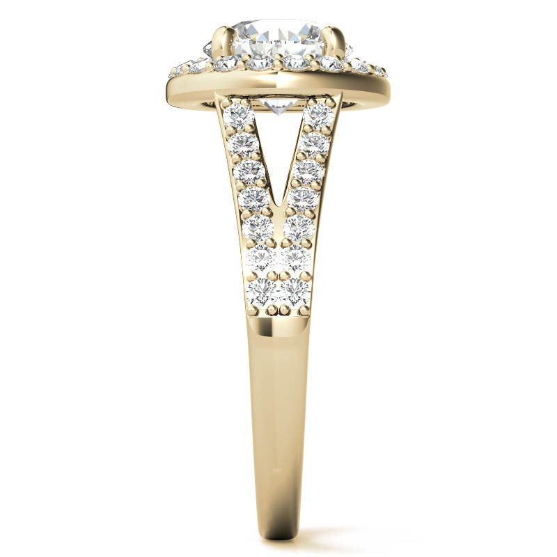 Halo Split Shank Moissanite Engagement Ring