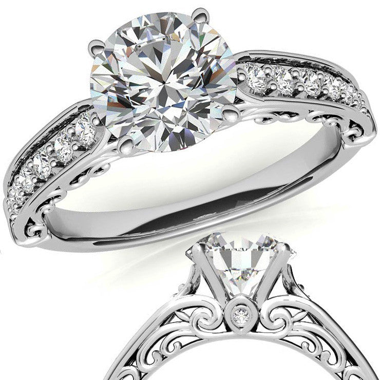 Designer Inspired Scroll Moissanite Engagement Ring