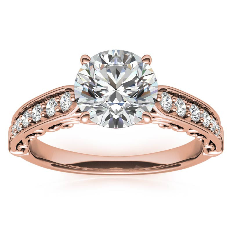 Designer Inspired Scroll Moissanite Engagement Ring