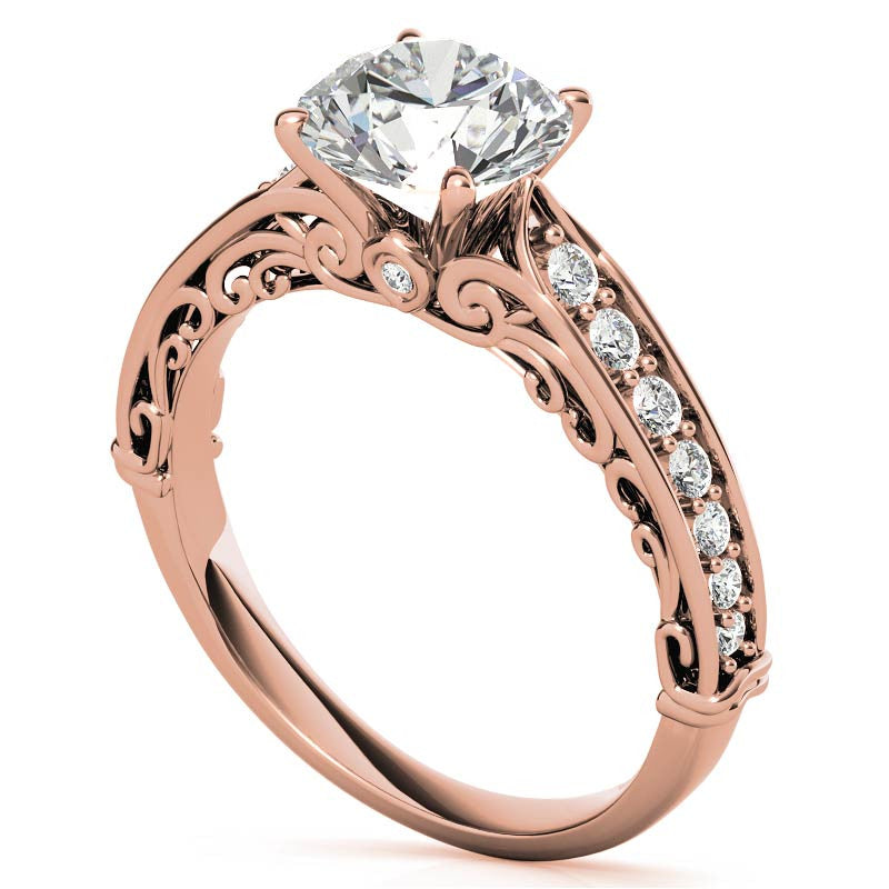 Designer Inspired Scroll Moissanite Engagement Ring