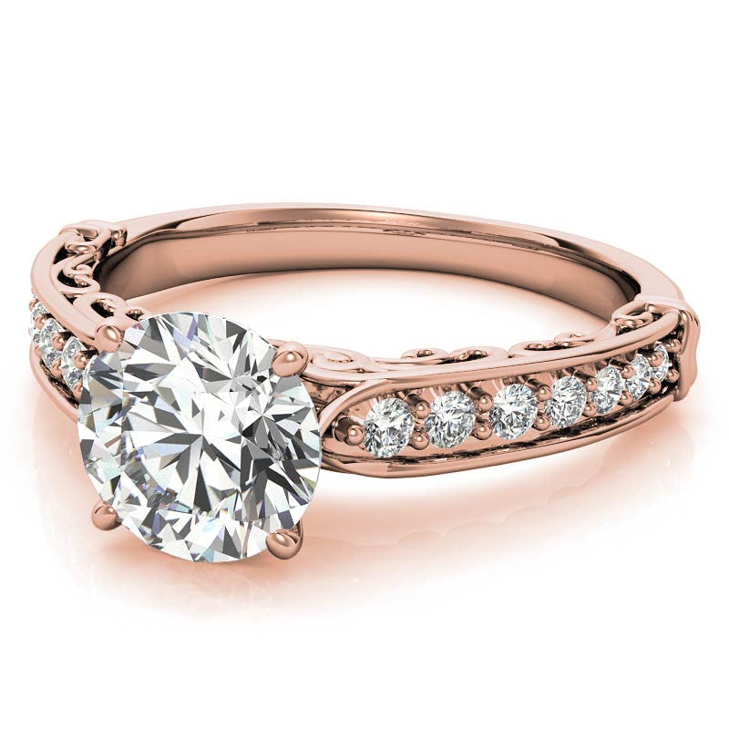 Designer Inspired Scroll Moissanite Engagement Ring