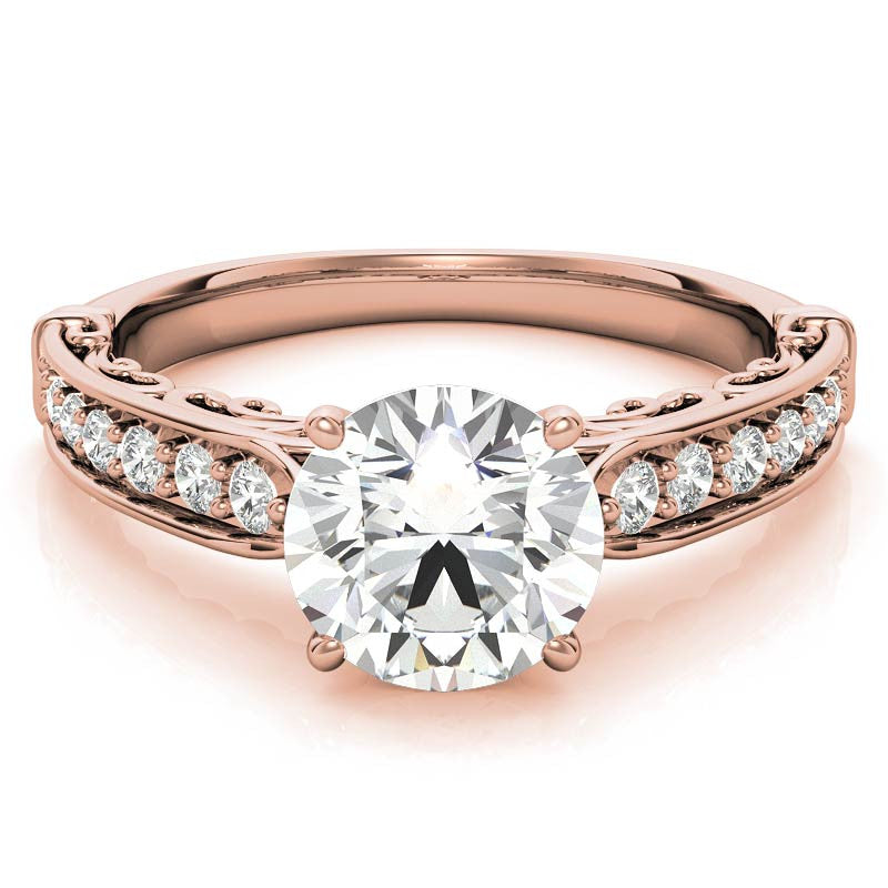 Designer Inspired Scroll Moissanite Engagement Ring