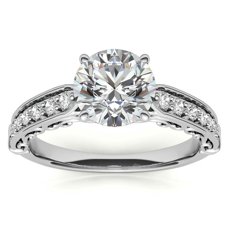 Designer Inspired Scroll Moissanite Engagement Ring