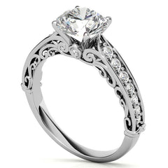 Designer Inspired Scroll Moissanite Engagement Ring
