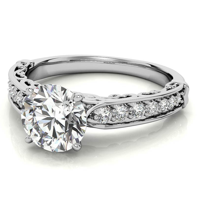 Designer Inspired Scroll Moissanite Engagement Ring