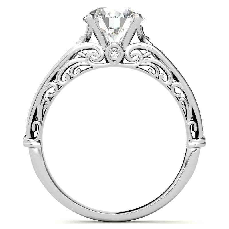 Designer Inspired Scroll Moissanite Engagement Ring
