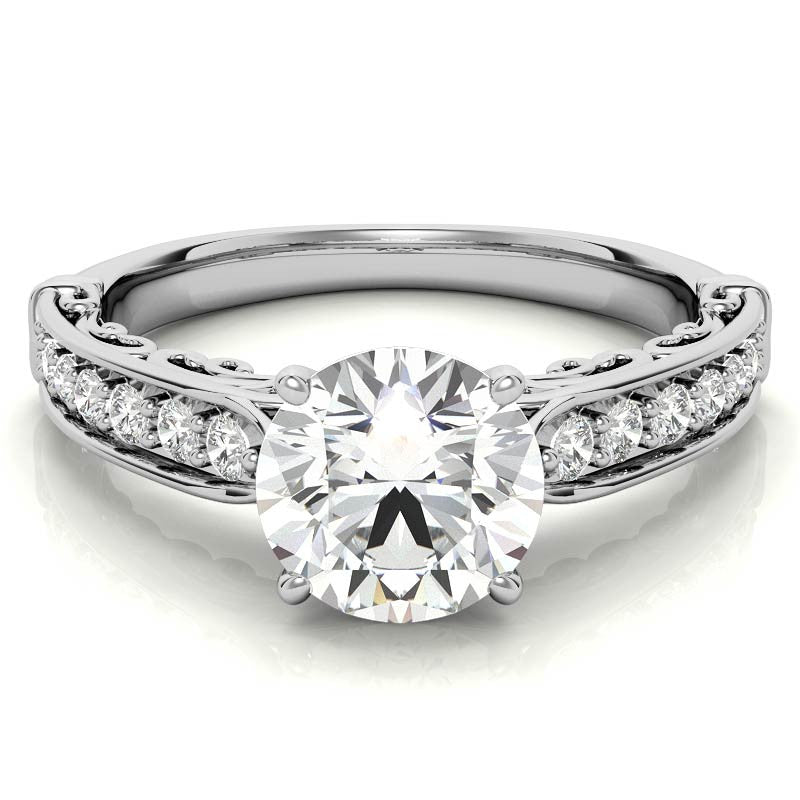 Designer Inspired Scroll Moissanite Engagement Ring