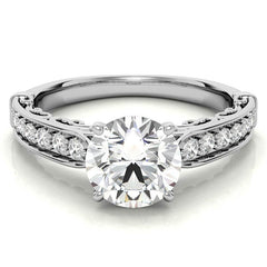 Designer Inspired Scroll Moissanite Engagement Ring