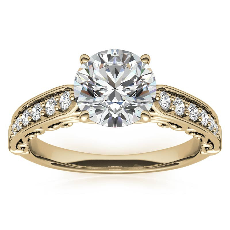 Designer Inspired Scroll Moissanite Engagement Ring