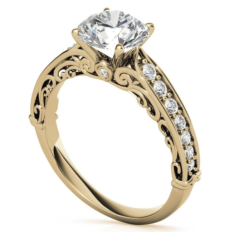 Designer Inspired Scroll Moissanite Engagement Ring