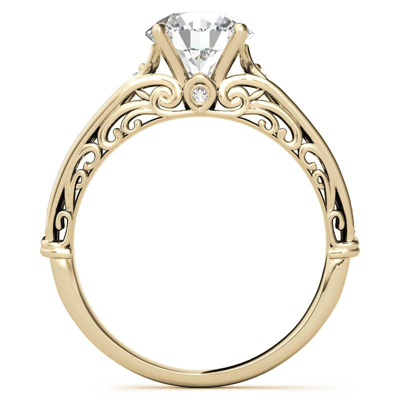 Designer Inspired Scroll Moissanite Engagement Ring