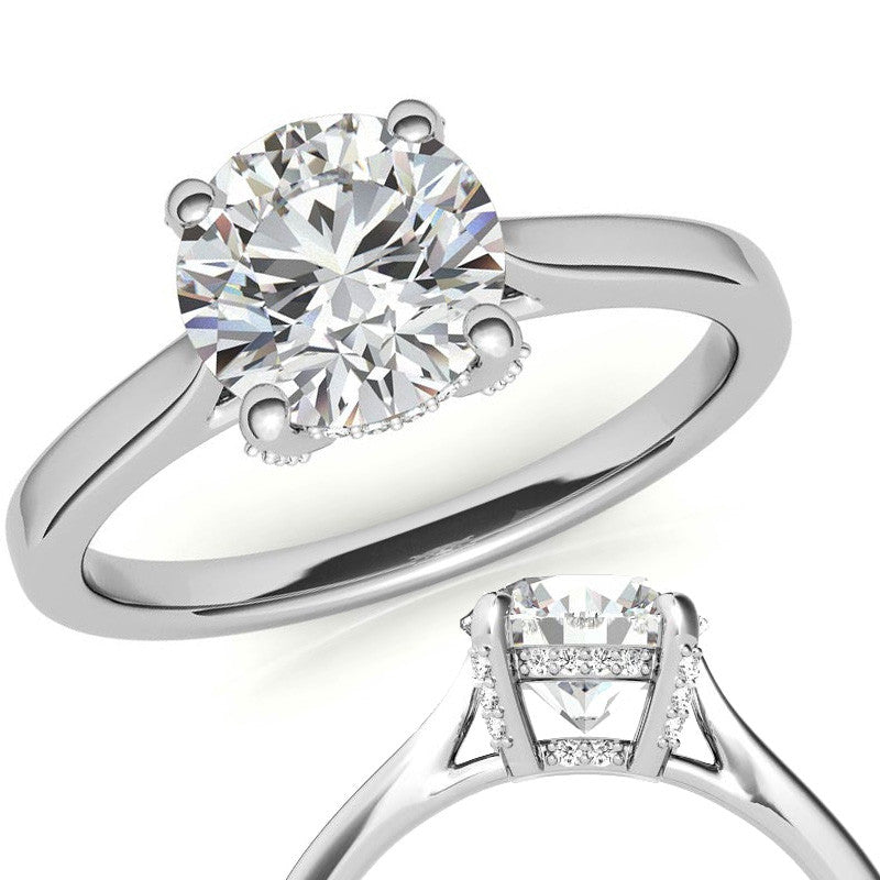 Round Pave Basket Moissanite Diamond Engagement