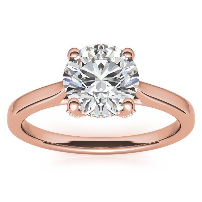 Round Pave Basket Moissanite Diamond Engagement