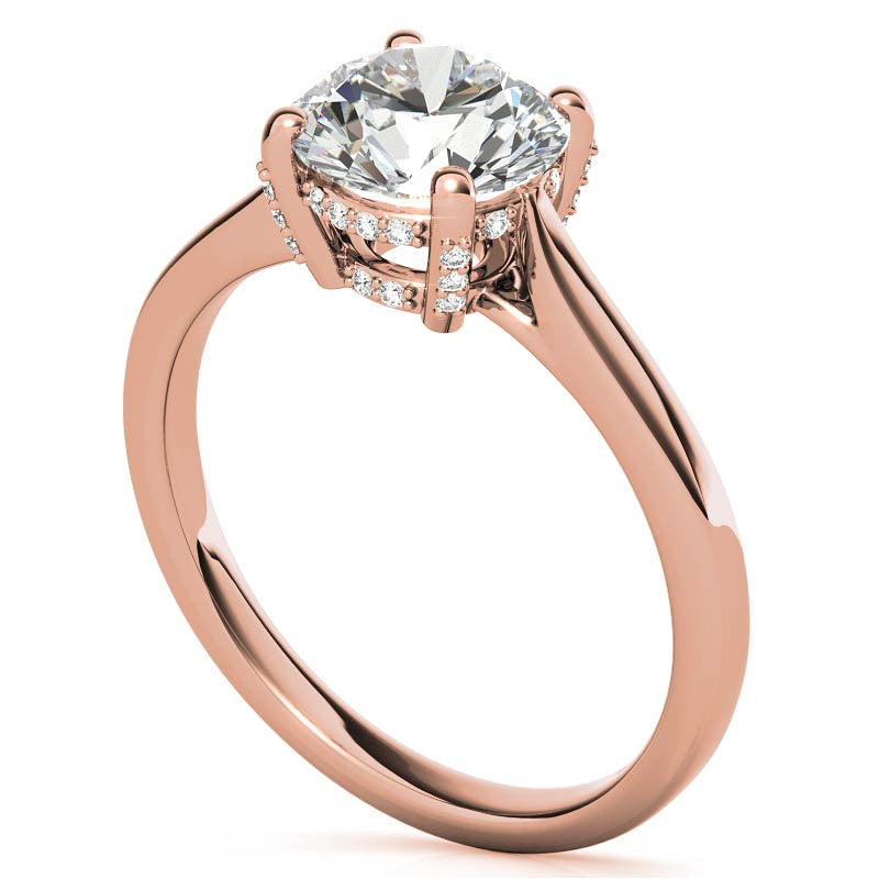 Round Pave Basket Moissanite Diamond Engagement