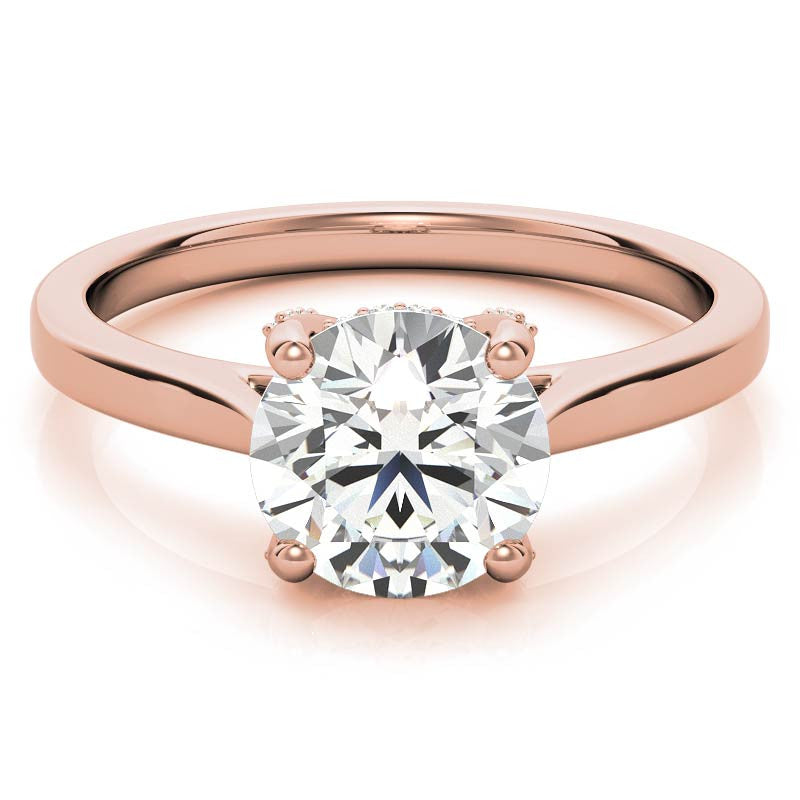 Round Pave Basket Moissanite Diamond Engagement