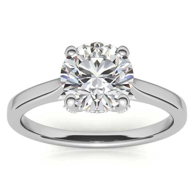 Round Pave Basket Moissanite Diamond Engagement
