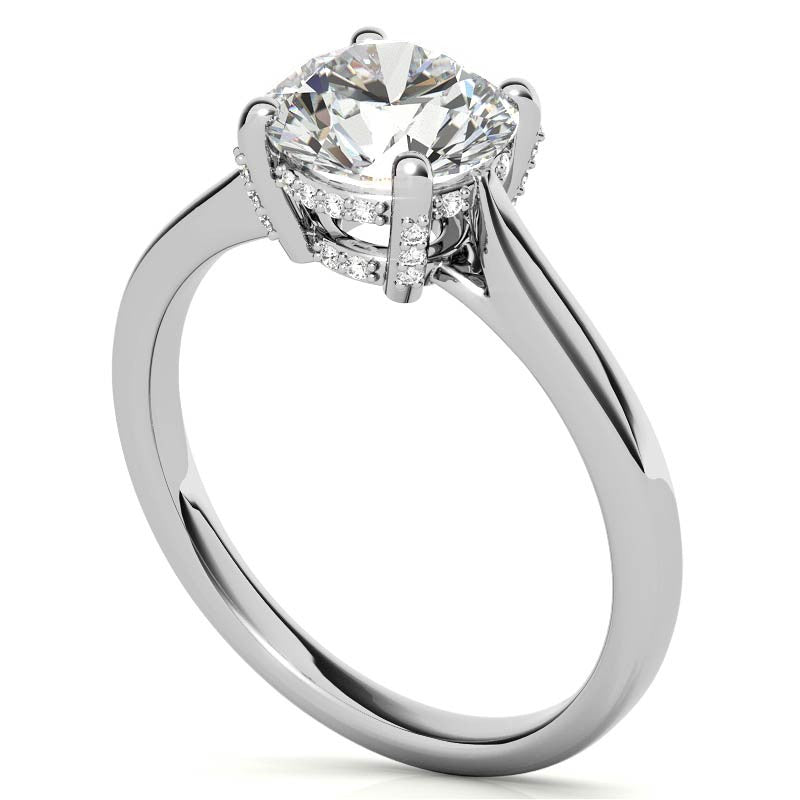 Round Pave Basket Moissanite Diamond Engagement