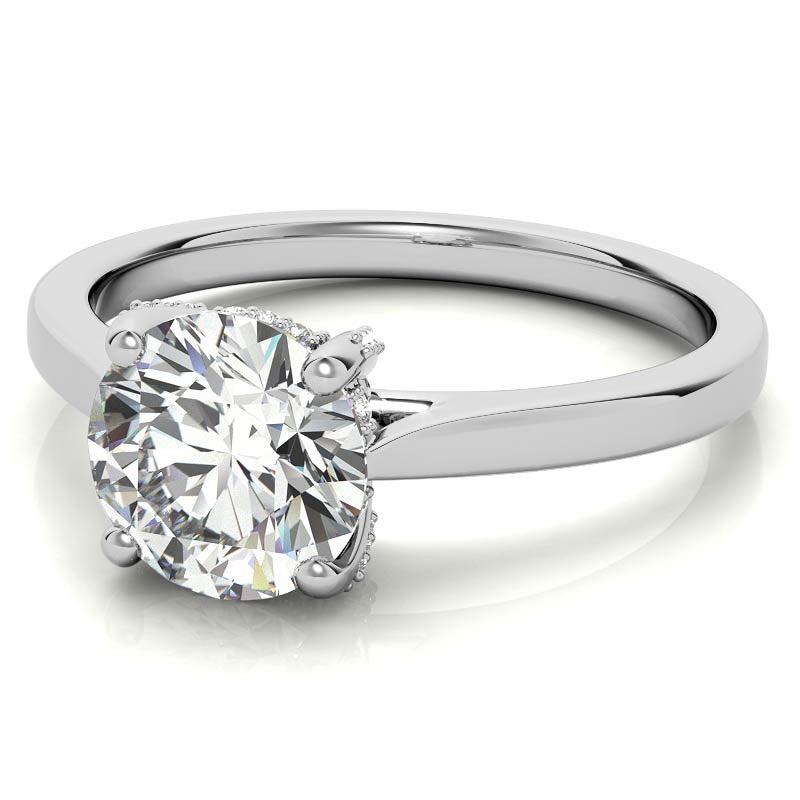 Round Pave Basket Moissanite Diamond Engagement