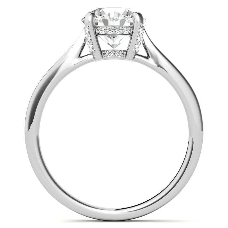 Round Pave Basket Moissanite Diamond Engagement