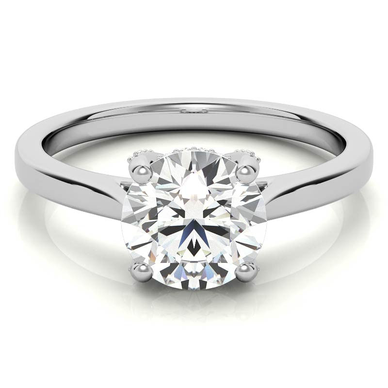 Round Pave Basket Moissanite Diamond Engagement