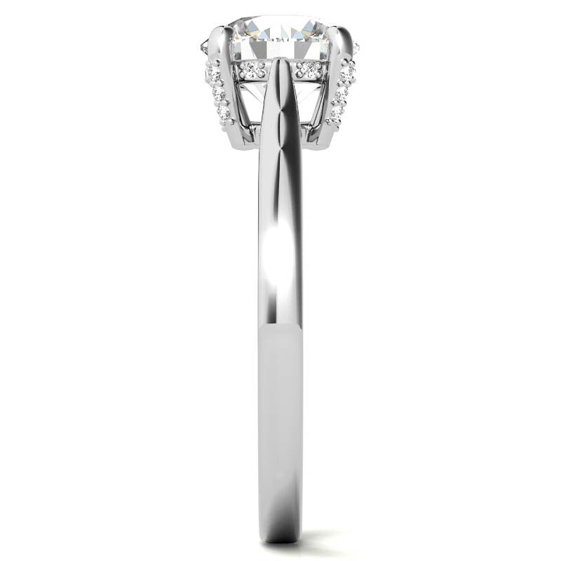 Round Pave Basket Moissanite Diamond Engagement