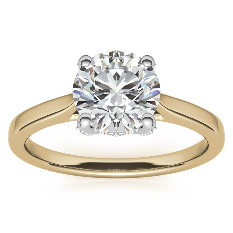 Round Pave Basket Moissanite Diamond Engagement