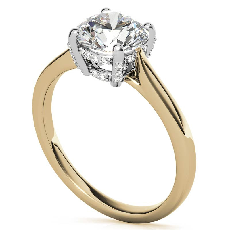 Round Pave Basket Moissanite Diamond Engagement