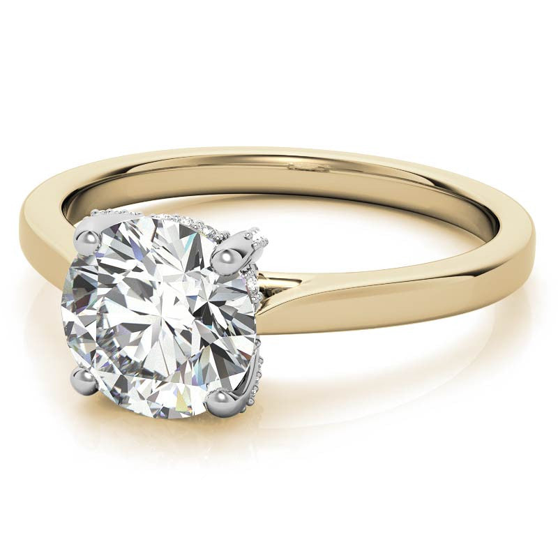Round Pave Basket Moissanite Diamond Engagement