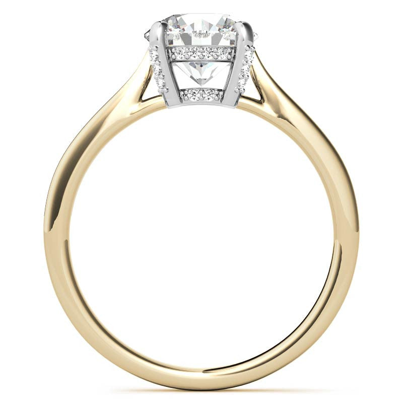 Round Pave Basket Moissanite Diamond Engagement