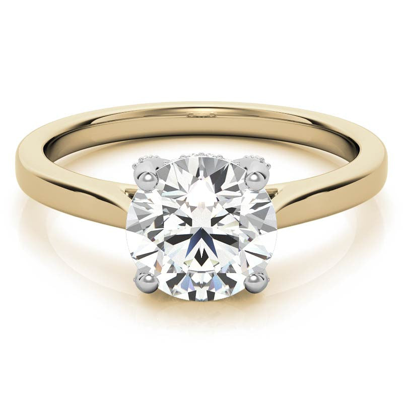 Round Pave Basket Moissanite Diamond Engagement