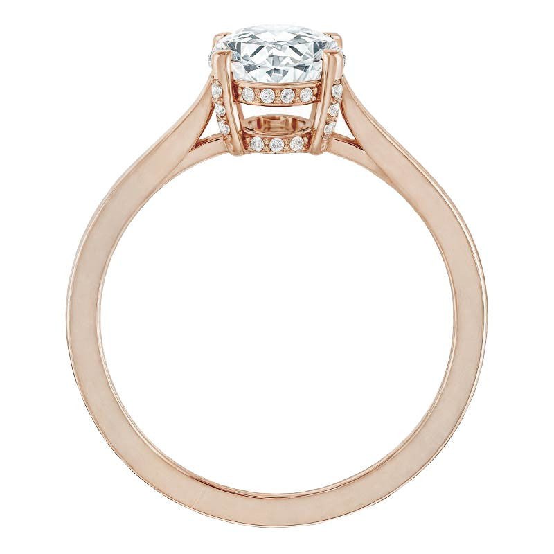 Oval Moissanite Pave Basket Engagement Ring