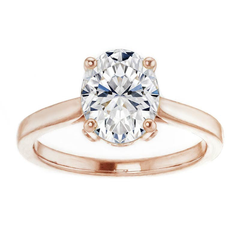 Oval Moissanite Pave Basket Engagement Ring