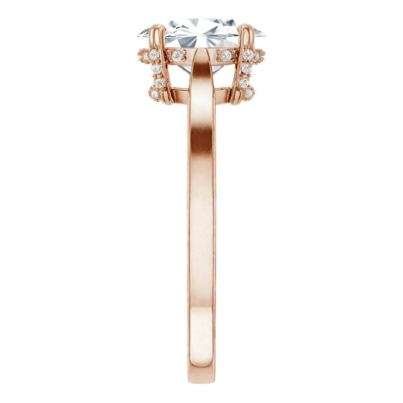 Oval Moissanite Pave Basket Engagement Ring