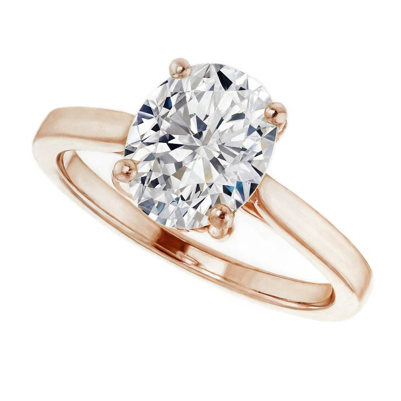 Oval Moissanite Pave Basket Engagement Ring