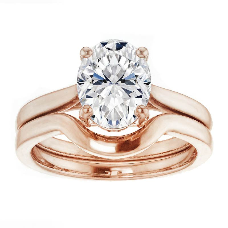 Oval Moissanite Pave Basket Engagement Ring