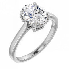 Oval Moissanite Pave Basket Engagement Ring