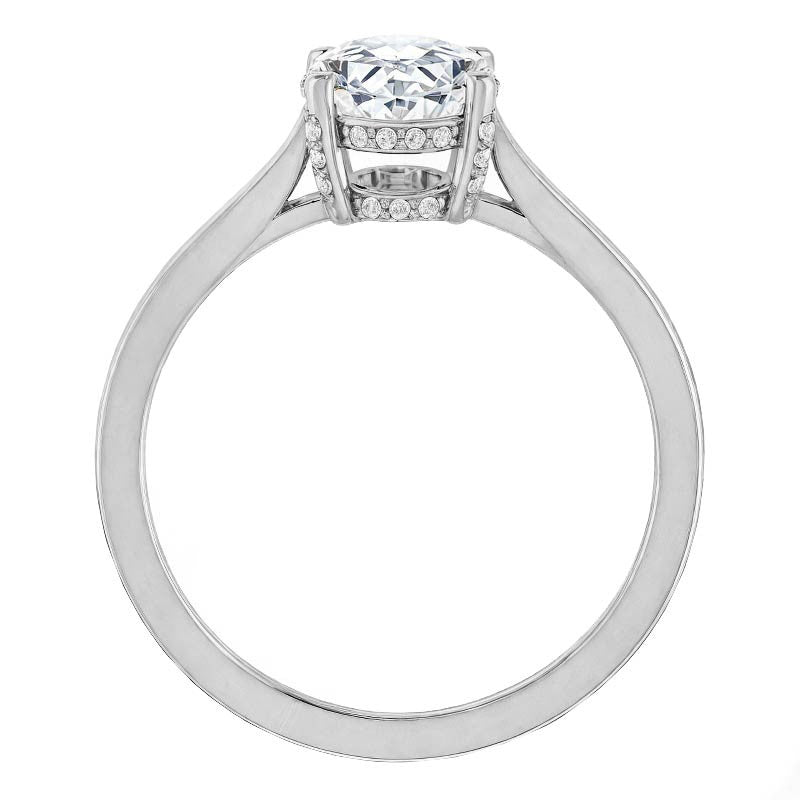 Oval Moissanite Pave Basket Engagement Ring