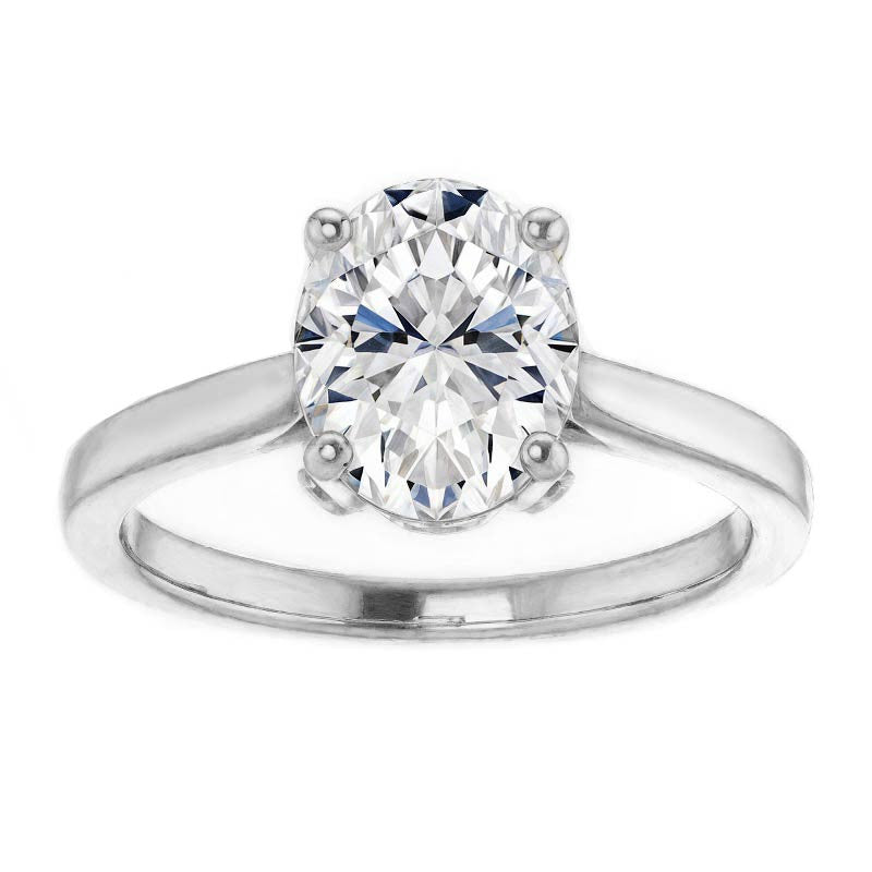 Oval Moissanite Pave Basket Engagement Ring