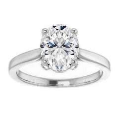 Oval Moissanite Pave Basket Engagement Ring