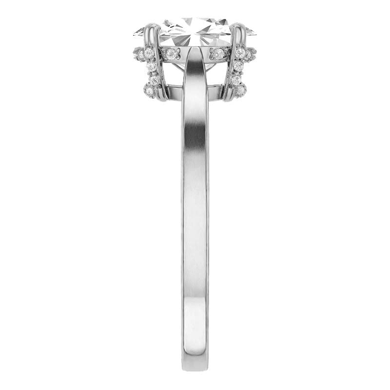 Oval Moissanite Pave Basket Engagement Ring