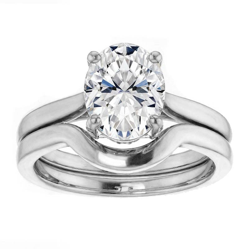 Oval Moissanite Pave Basket Engagement Ring