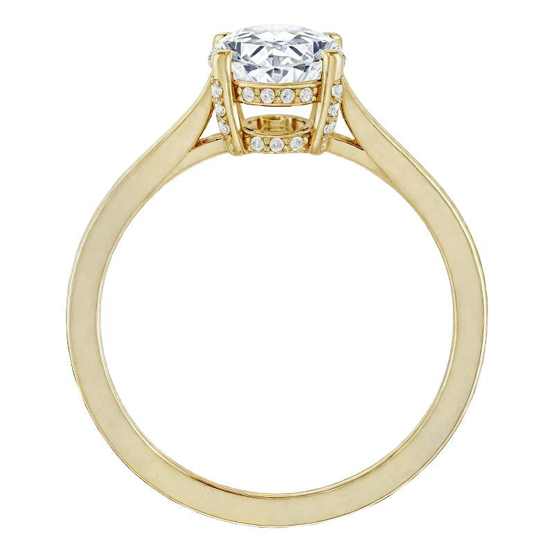 Oval Moissanite Pave Basket Engagement Ring