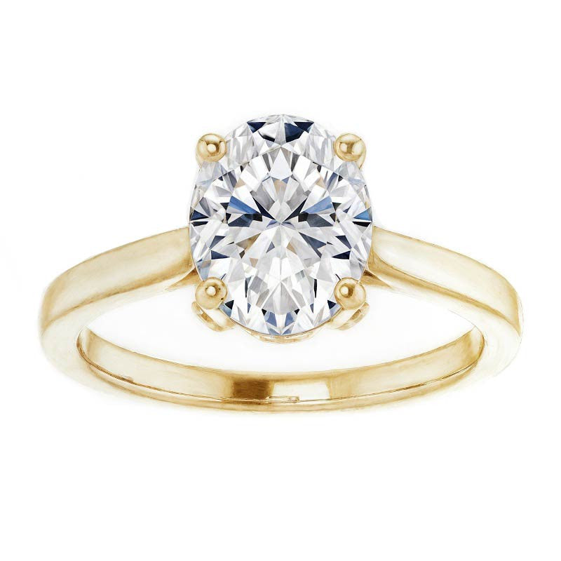 Oval Moissanite Pave Basket Engagement Ring