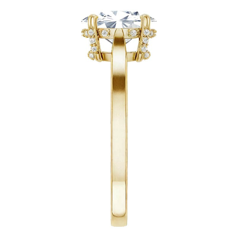 Oval Moissanite Pave Basket Engagement Ring