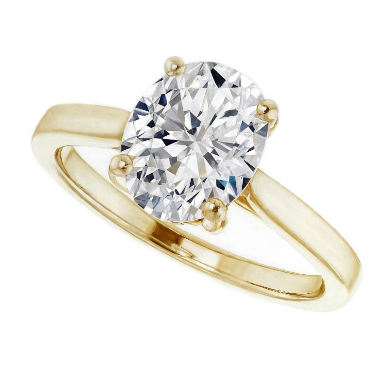 Oval Moissanite Pave Basket Engagement Ring