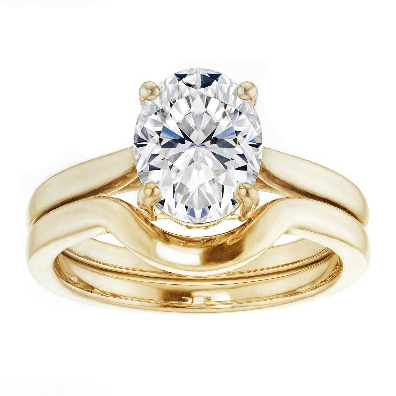 Oval Moissanite Pave Basket Engagement Ring
