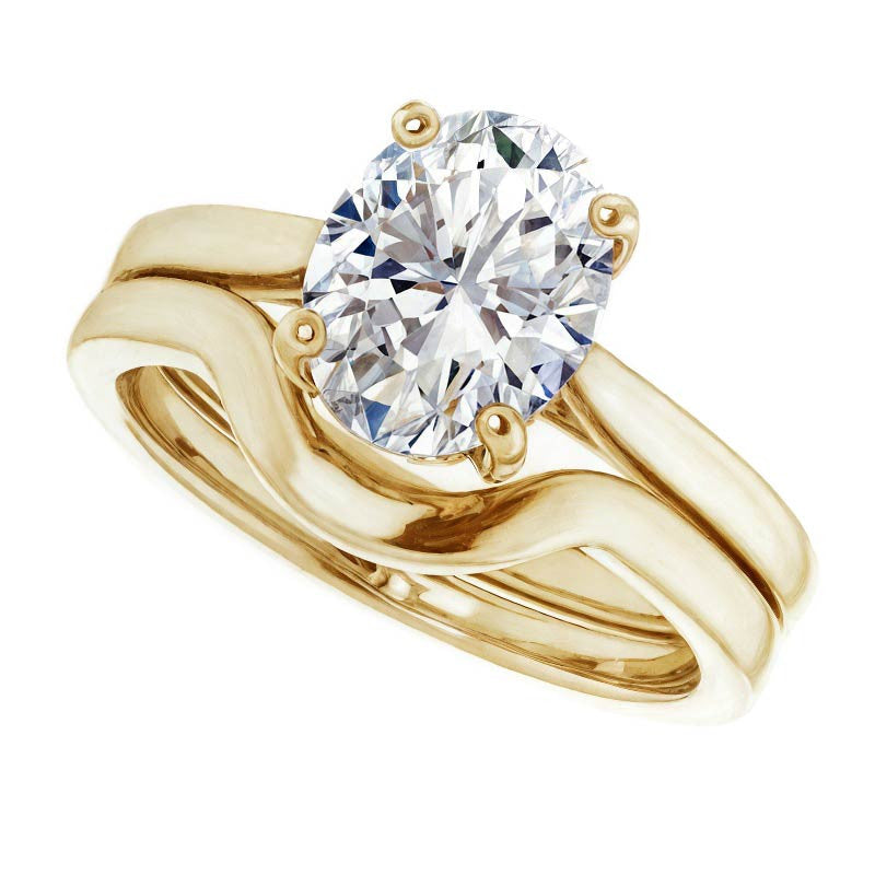 Oval Moissanite Pave Basket Engagement Ring