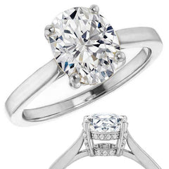 Oval Moissanite Pave Basket Engagement Ring