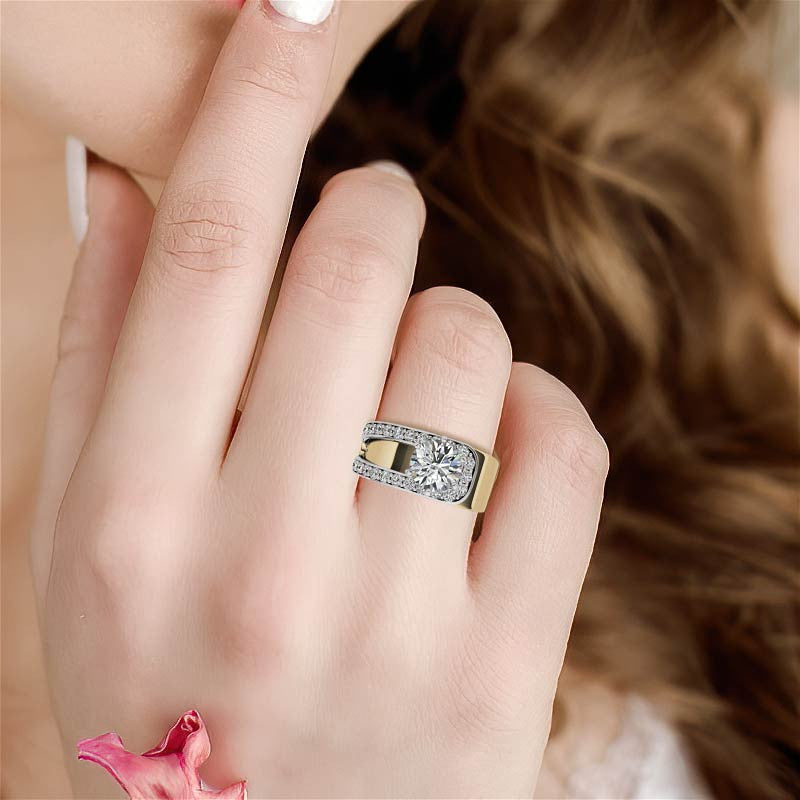 Buckle Moissanite Engagement Ring