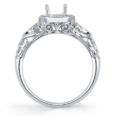 Round Antique Moissanite Engagement Ring, 14k